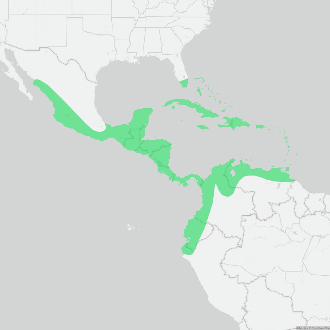 Range map for American Crocodile