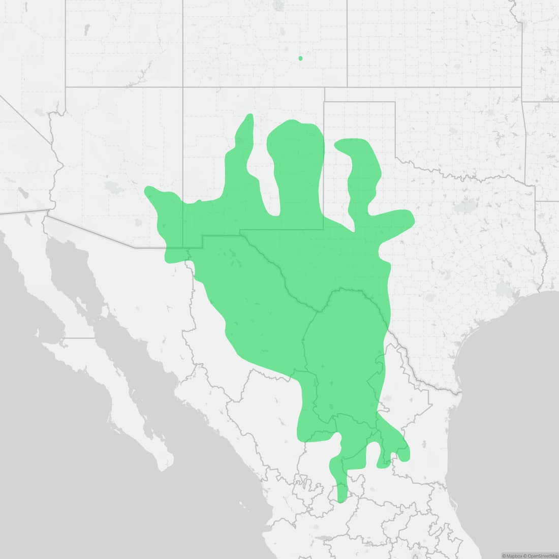 Range map for Roundtail Horned Lizard