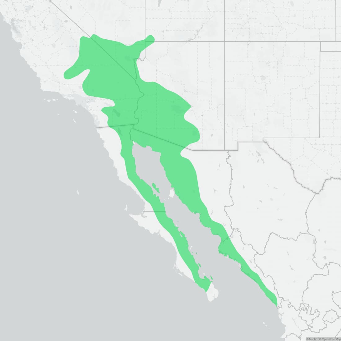 Range map for Western Leaf-nosed Snake