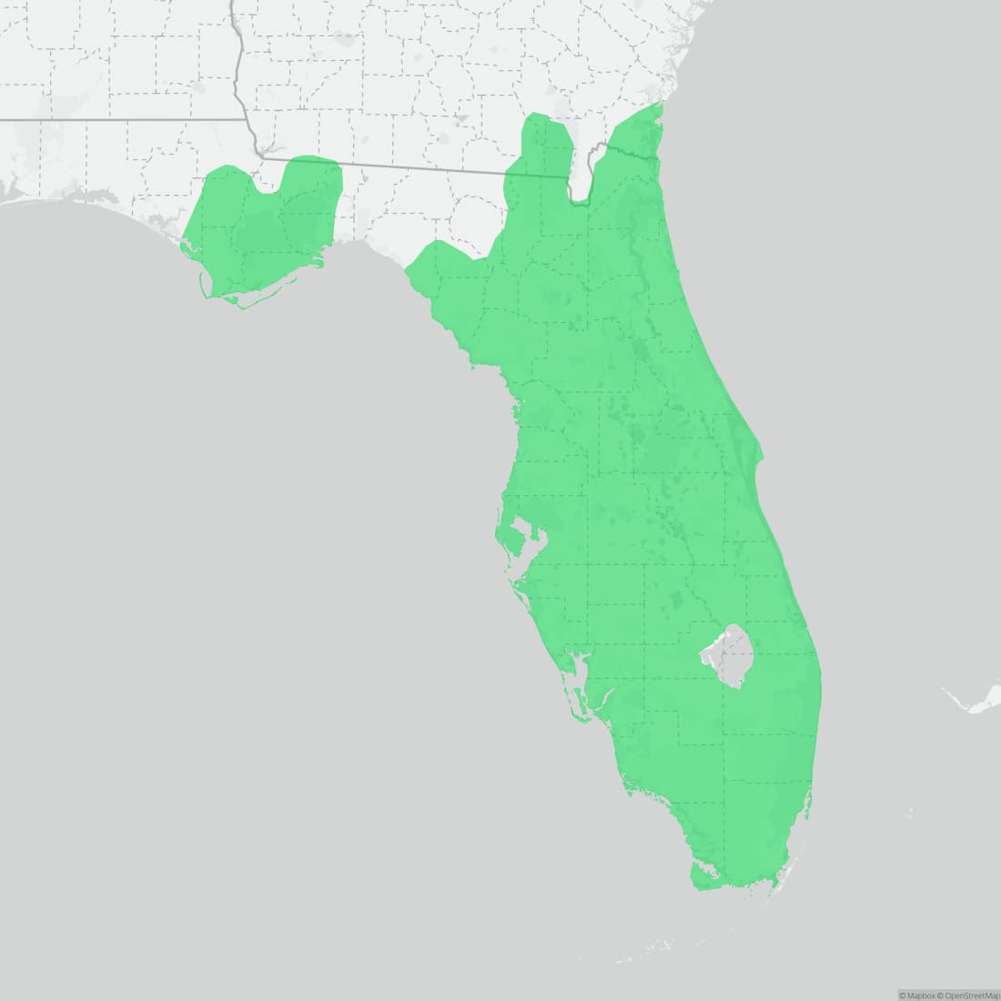Range map for Florida Red-bellied Turtle