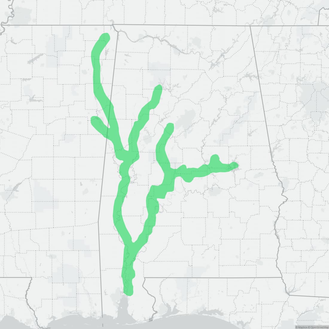 Range map for Black-knobbed Map Turtle