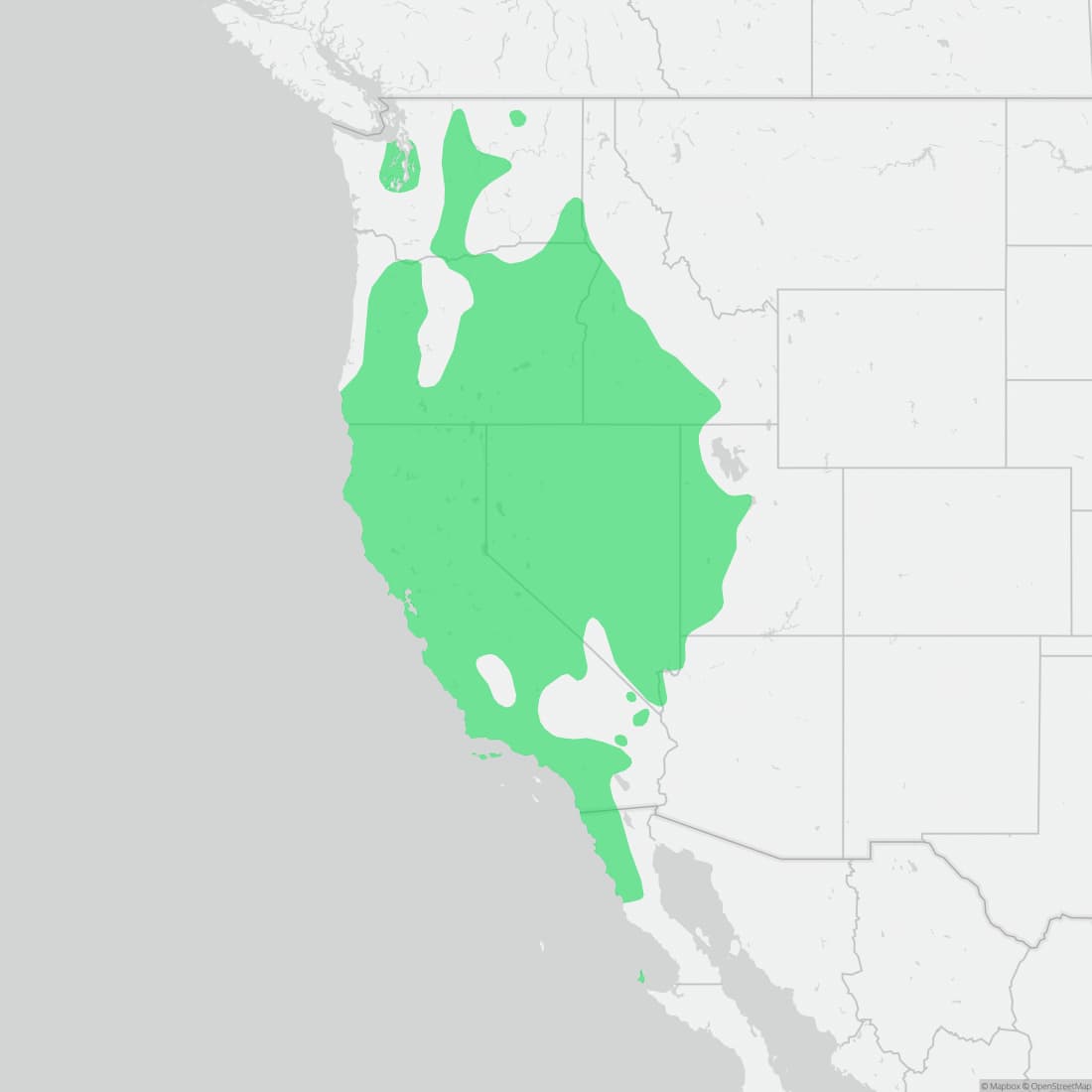 Range map for Western Fence Lizard