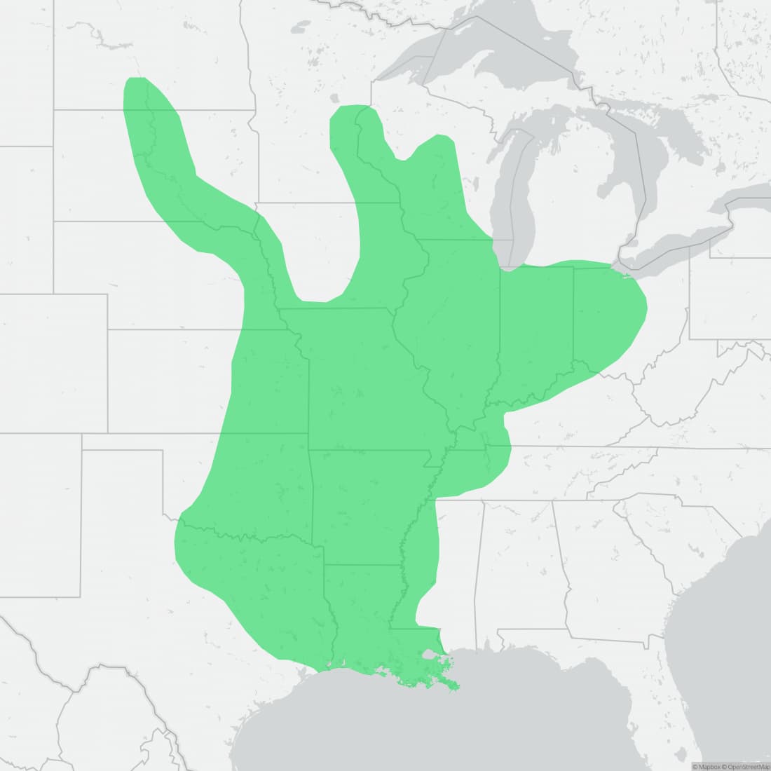 Range map for False Map Turtle
