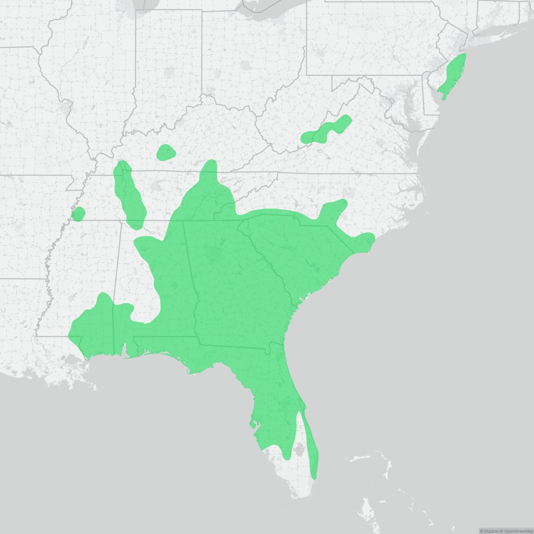 Range map for Pine Snake