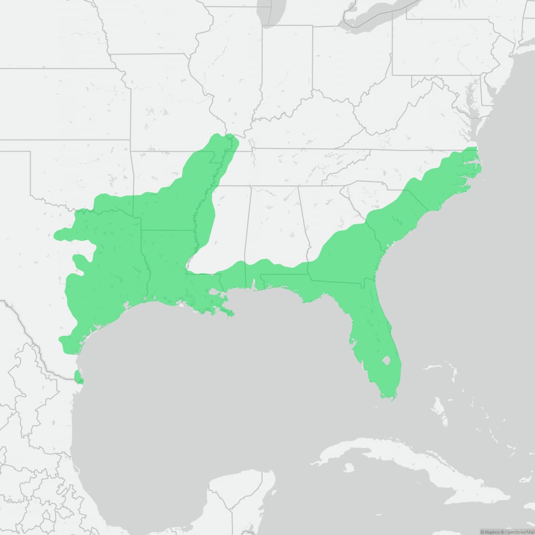 Range map for Banded Watersnake