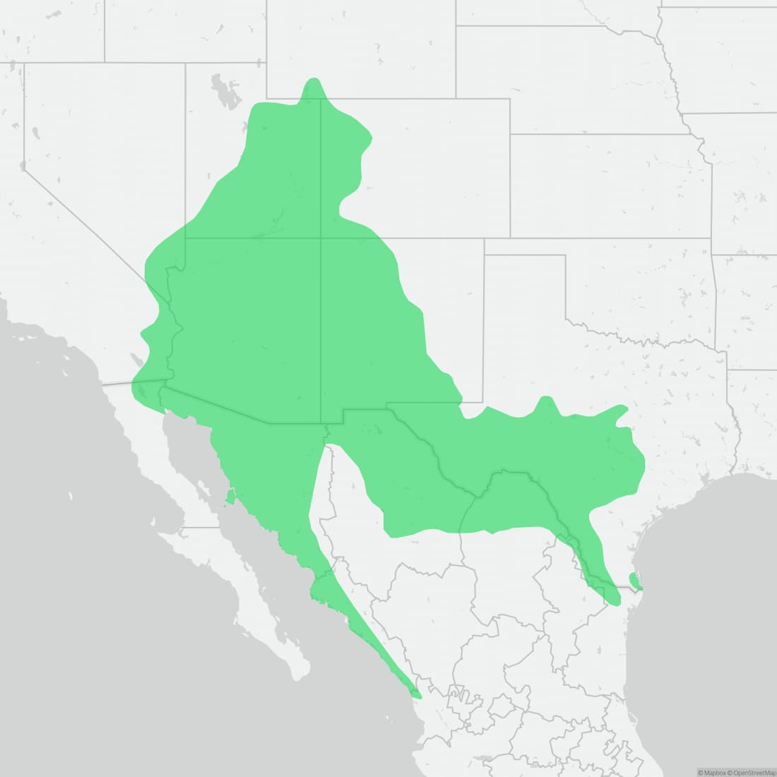 Range map for Ornate Tree Lizard
