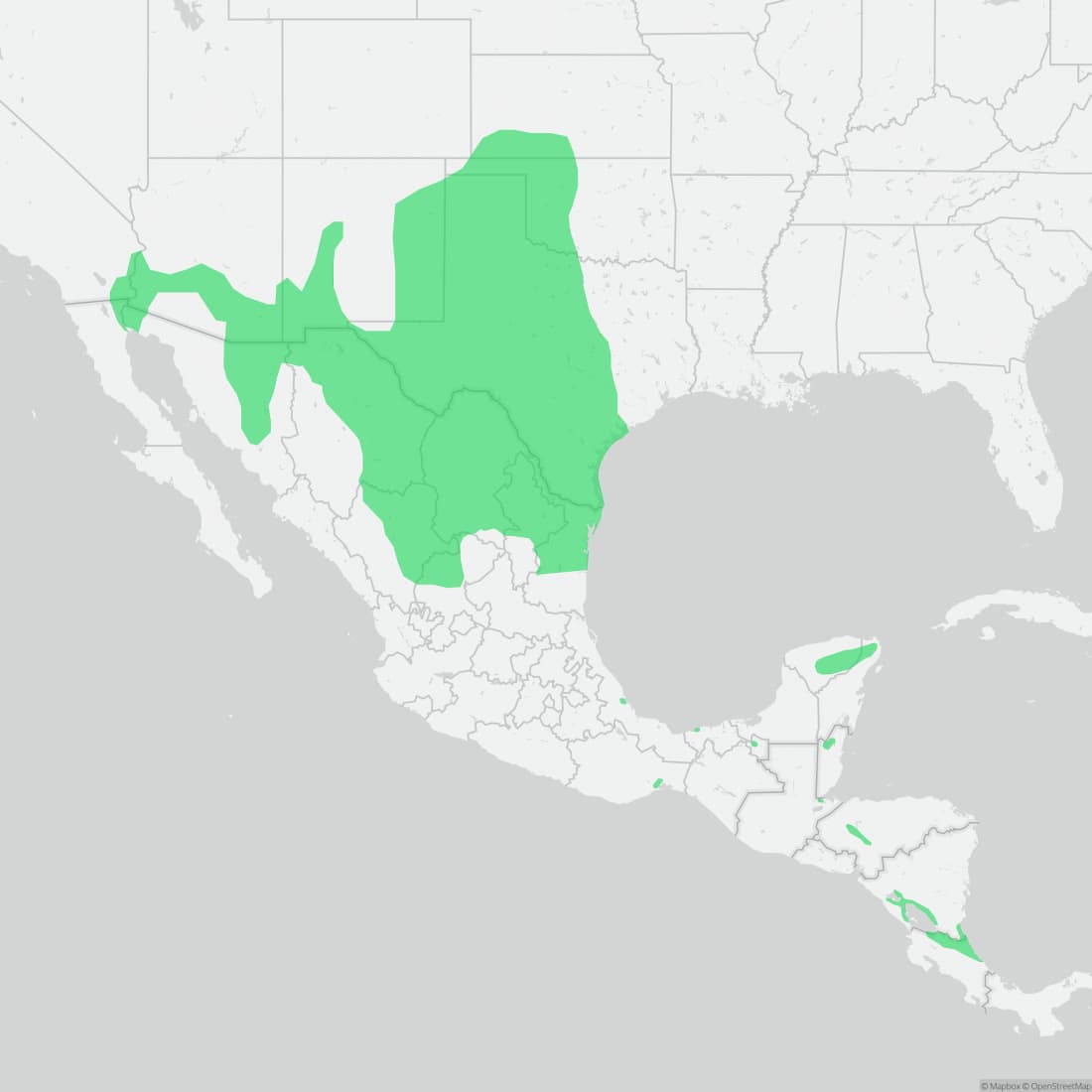 Range map for Checkered Garter Snake