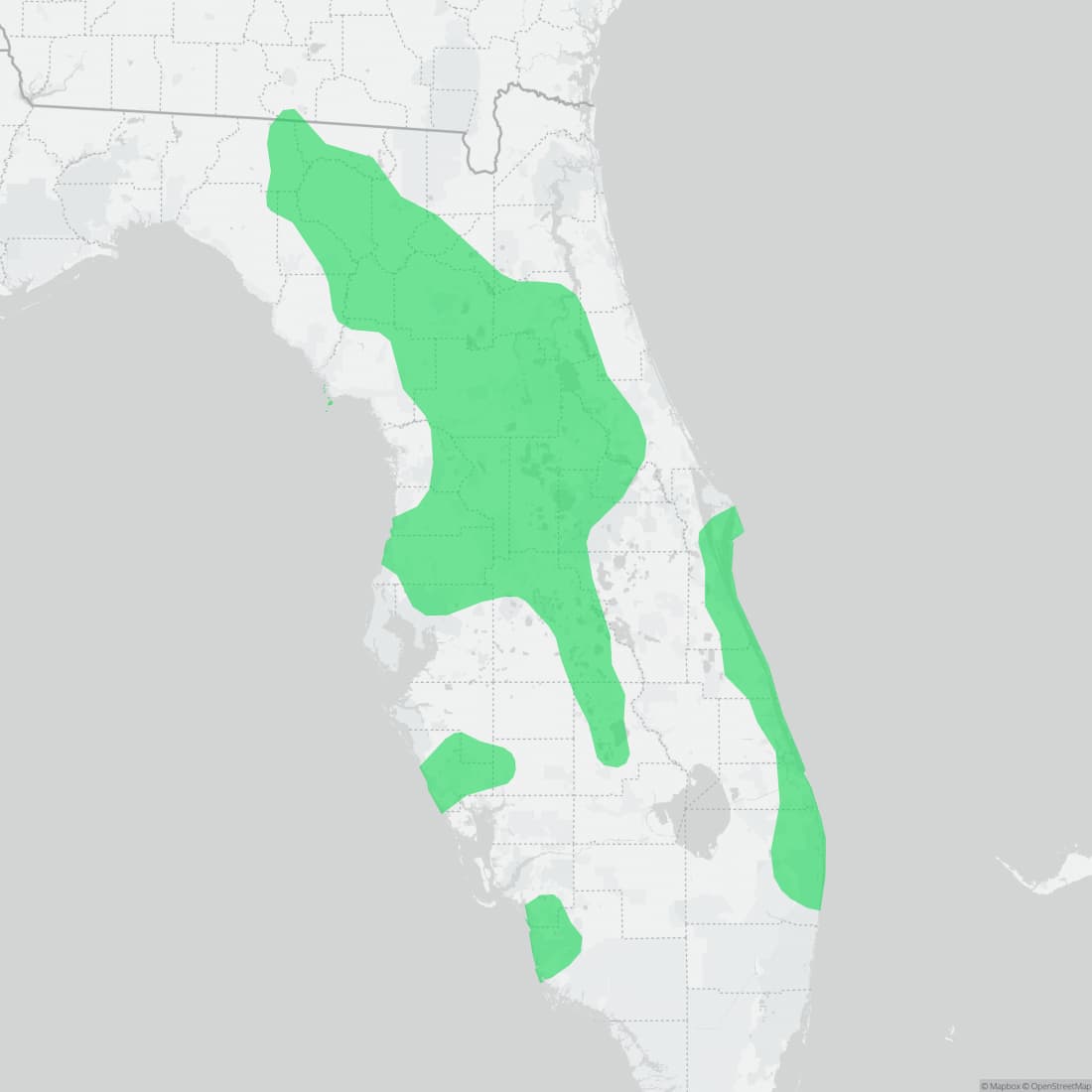 Range map for Florida Crowned Snake