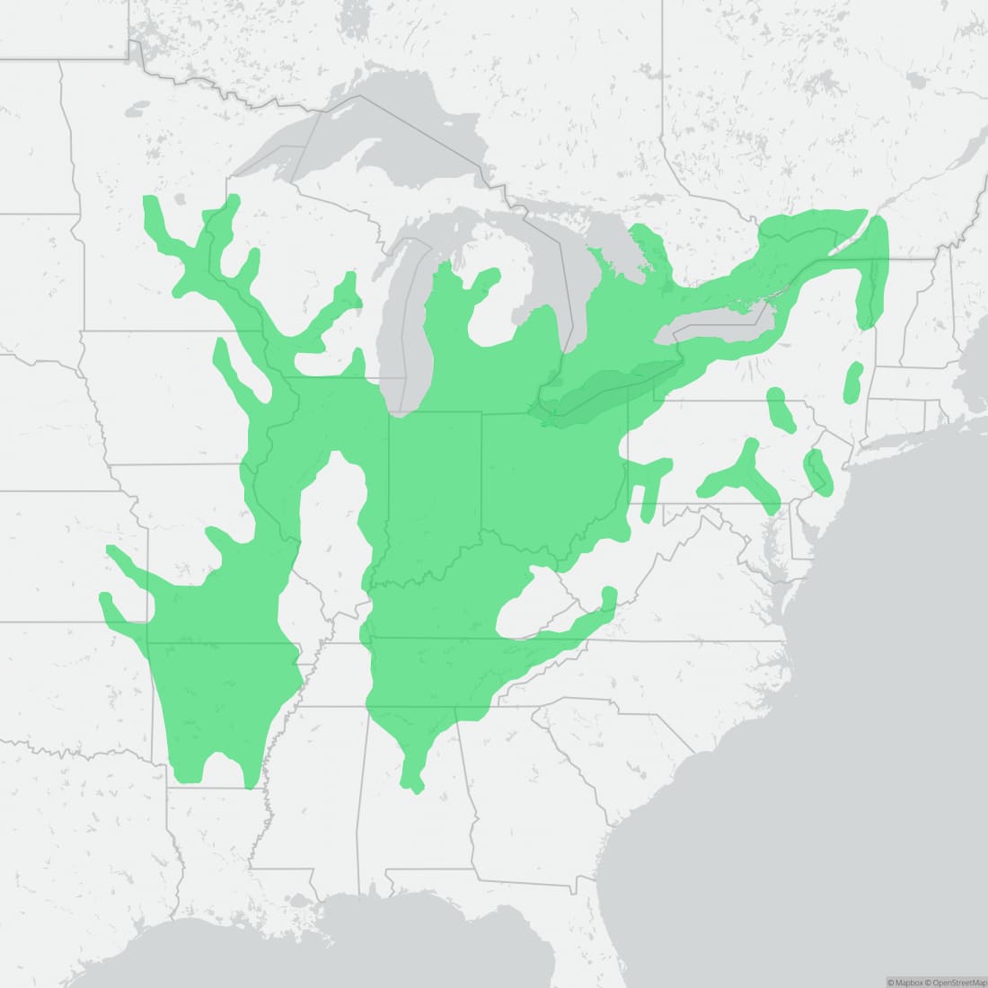 Range map for Northern Map Turtle