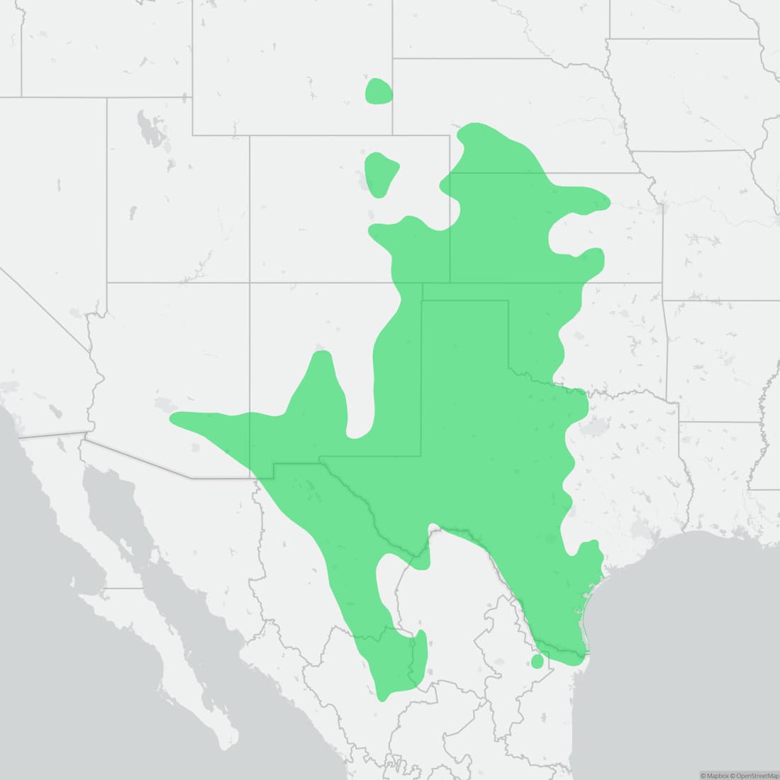 Range map for Plains Black-headed Snake