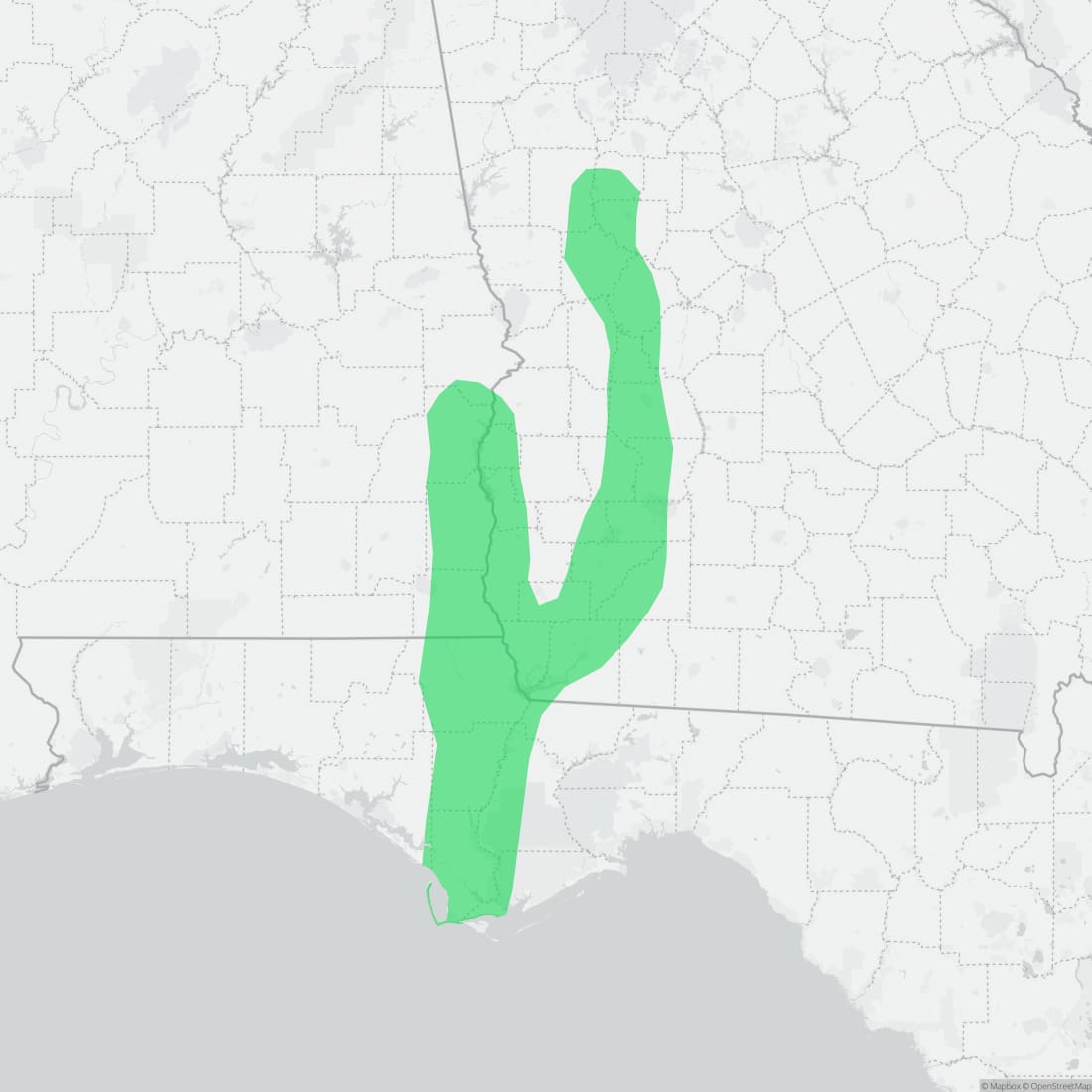 Range map for Barbour's Map Turtle