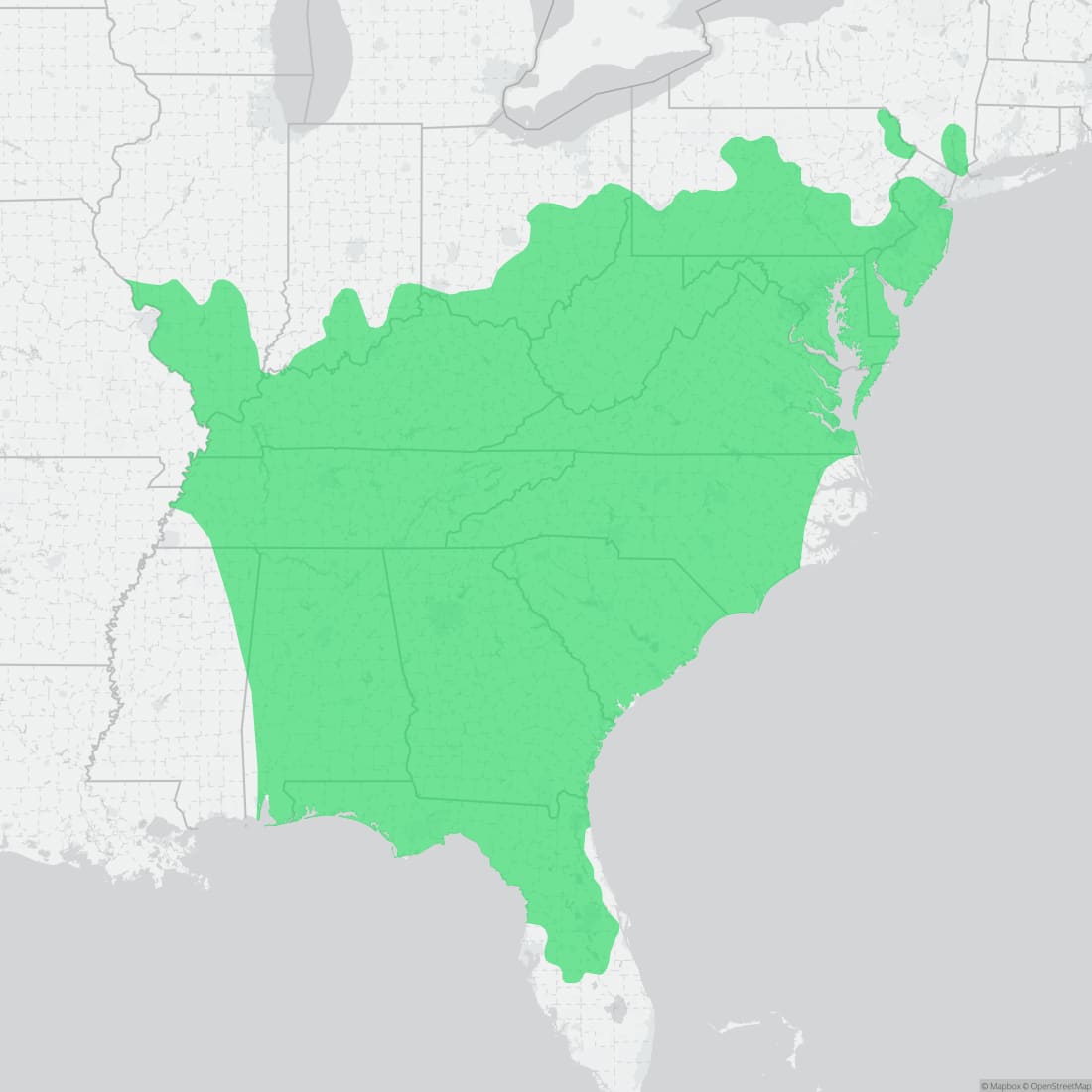 Range map for Eastern Fence Lizard