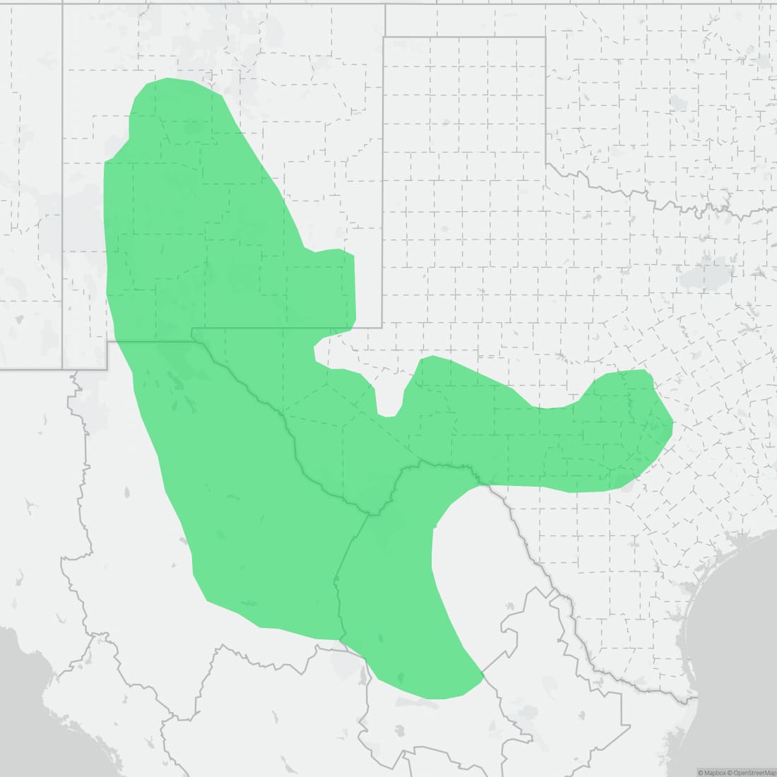 Range map for Eastern Black-tailed Rattlesnake