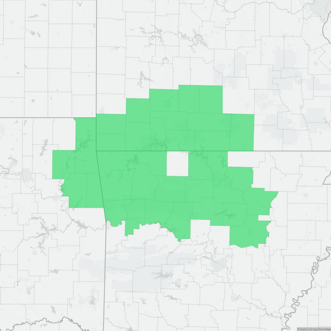 Range map for Ozark Zigzag Salamander