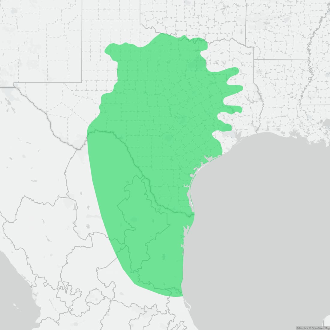 Range map for Texas Spiny Lizard