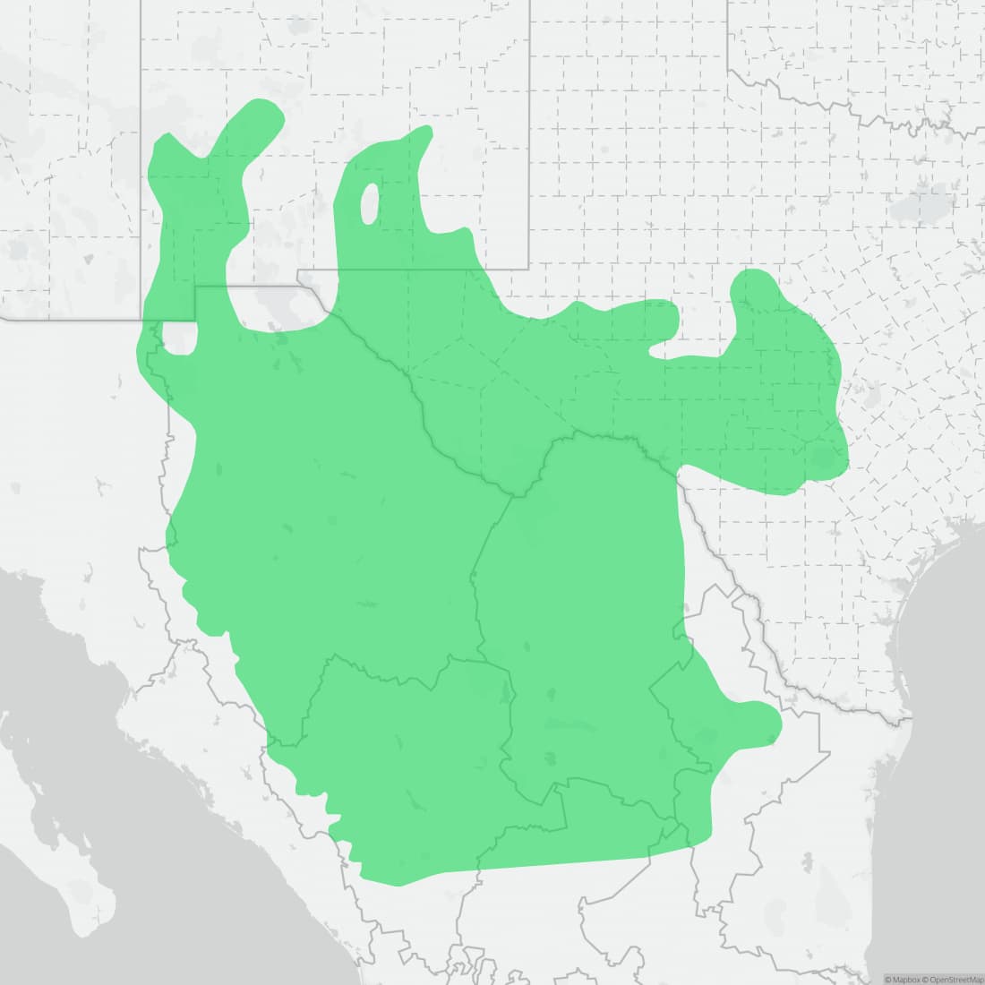 Range map for Crevice Spiny Lizard