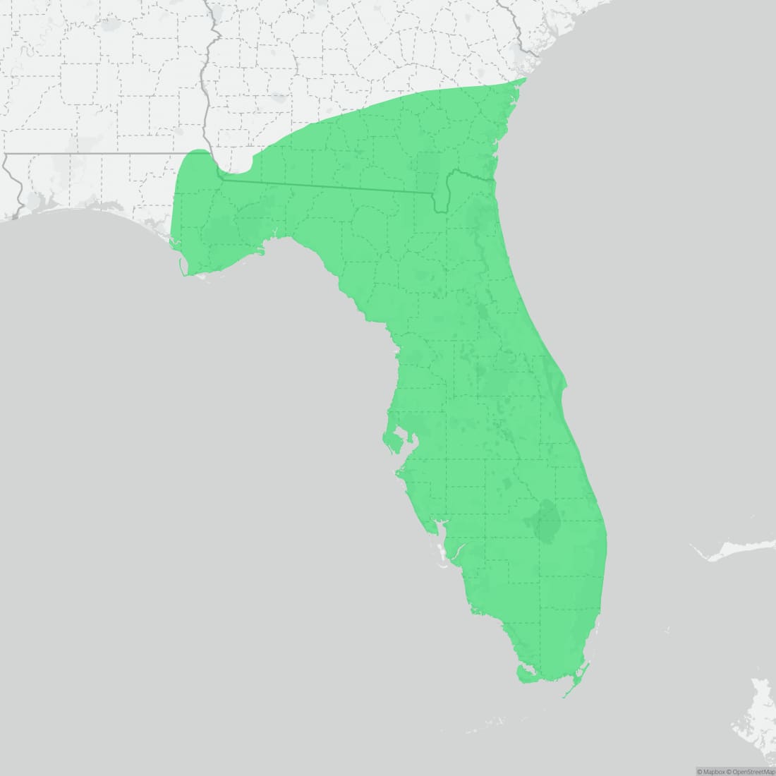 Range map for Florida Brownsnake