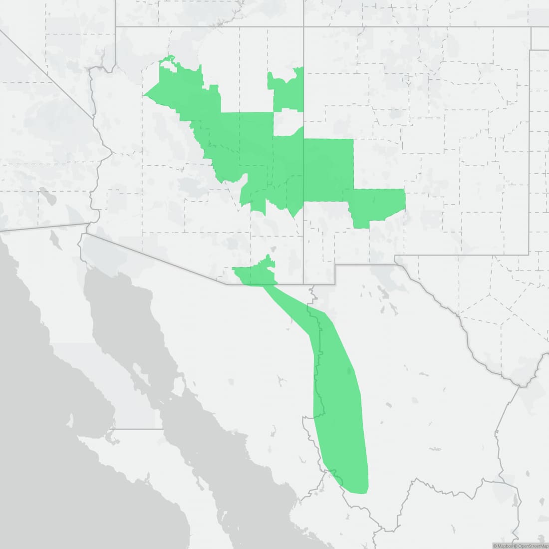 Range map for Arizona Tree Frog