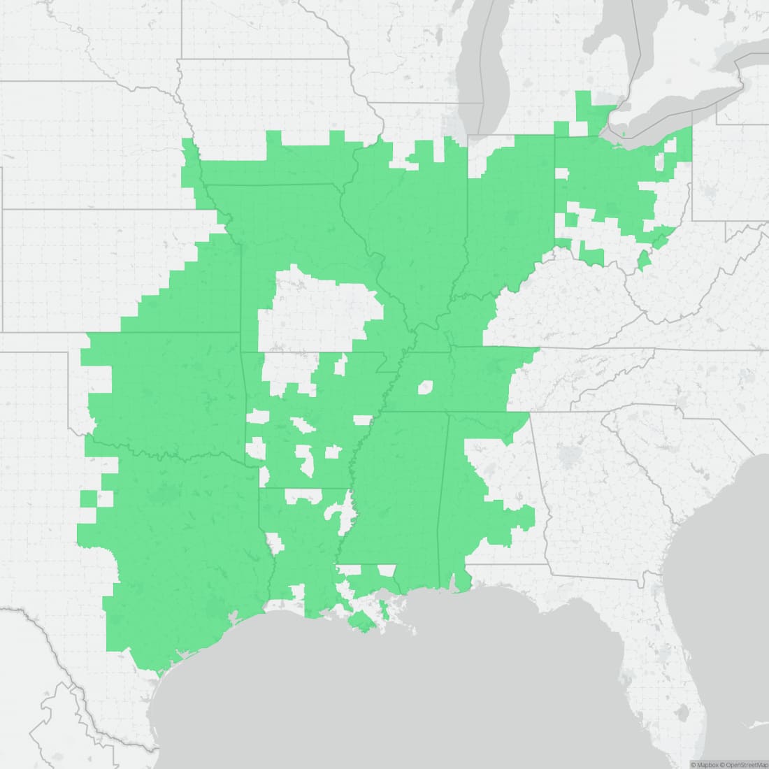 Range map for Small-mouthed Salamander
