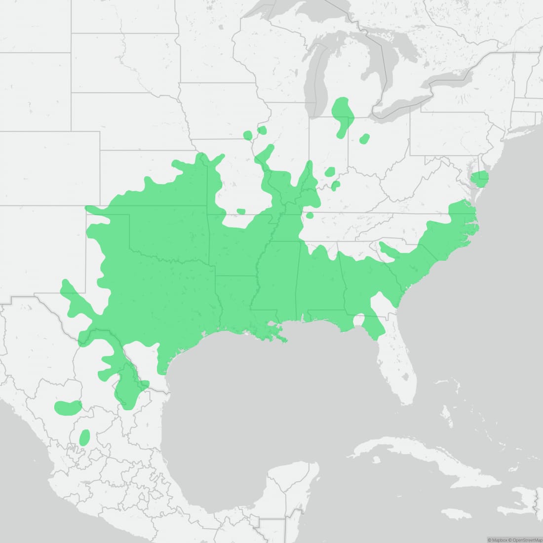 Range map for Plain-bellied Watersnake