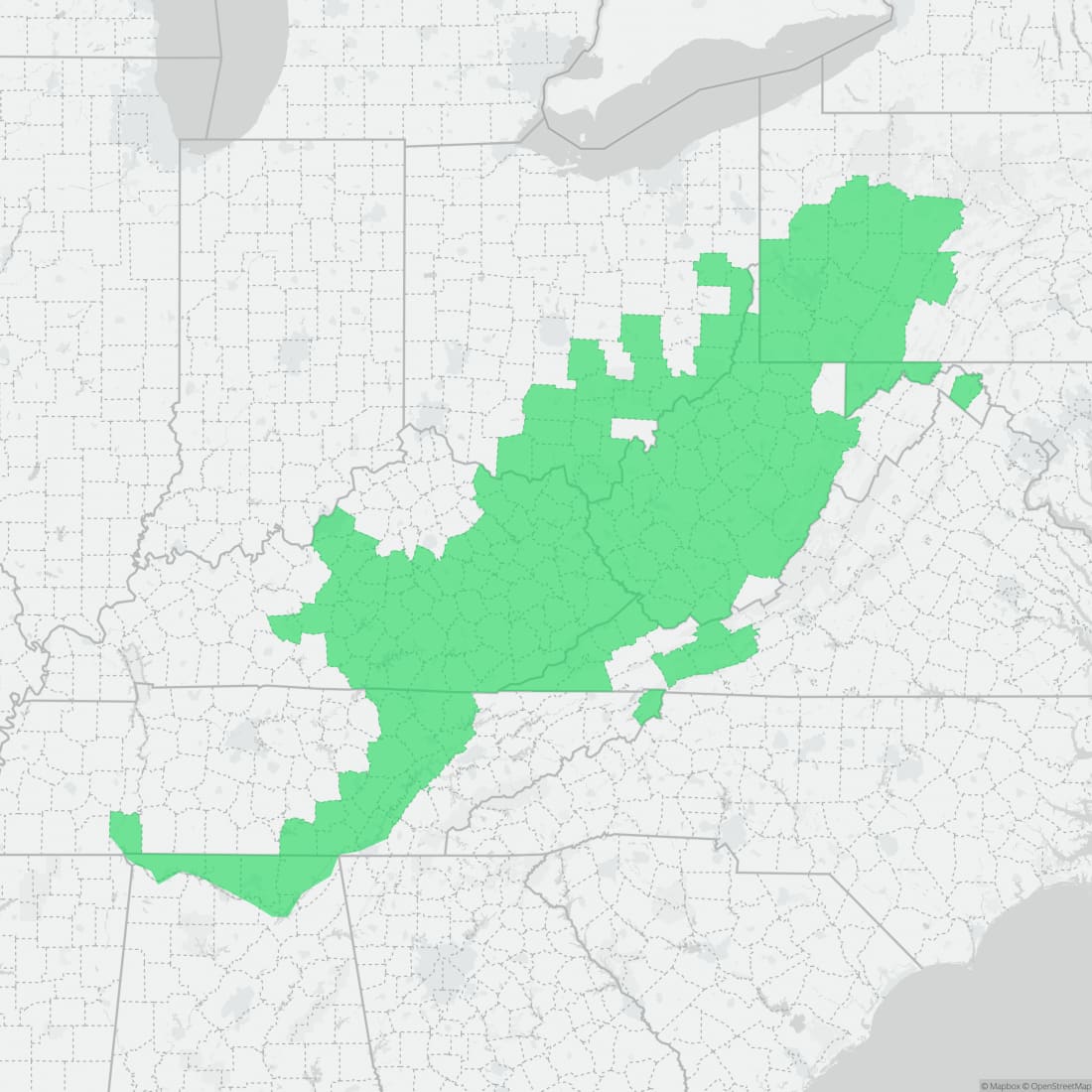 Range map for Mountain Chorus Frog