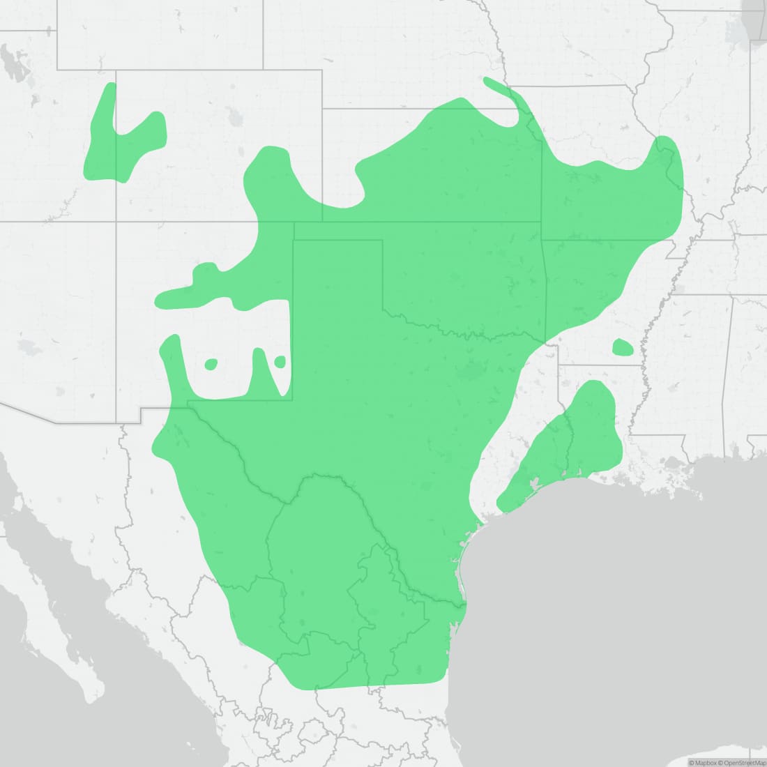 Range map for Great Plains Ratsnake