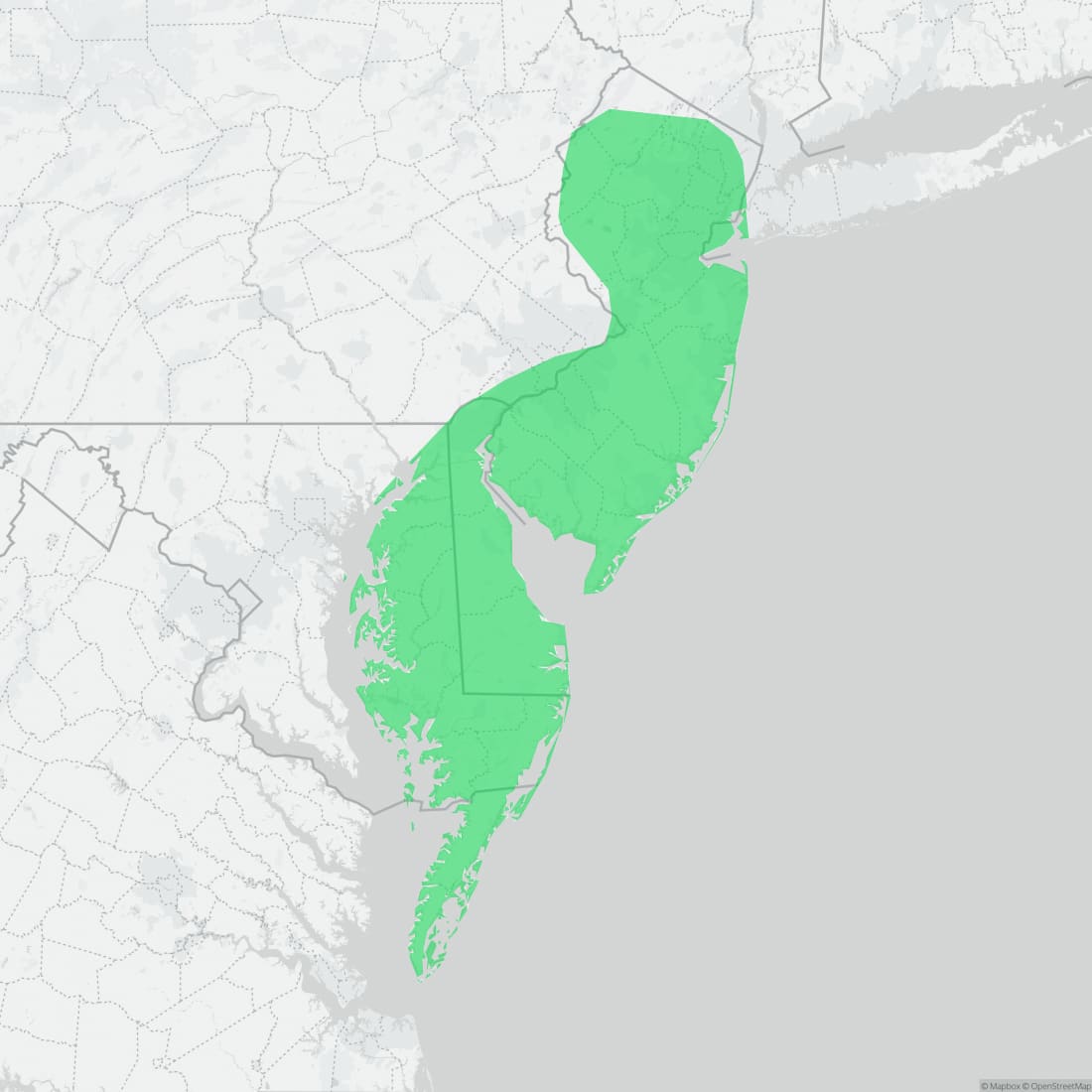 Range map for New Jersey Chorus Frog
