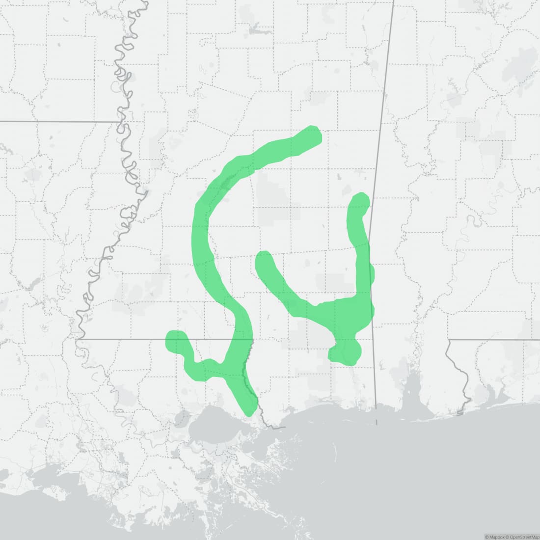 Range map for Pascagoula Map Turtle