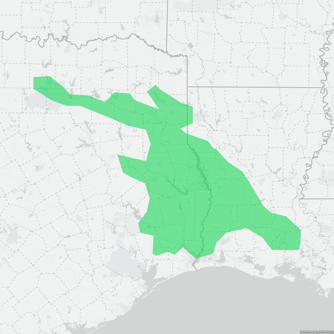 Range map for Sabine Map Turtle