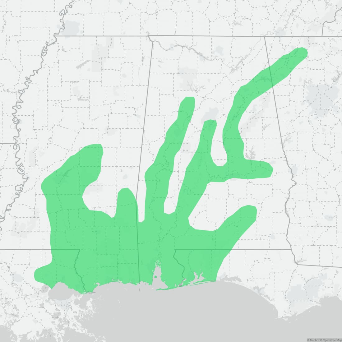 Range map for Alabama Map Turtle