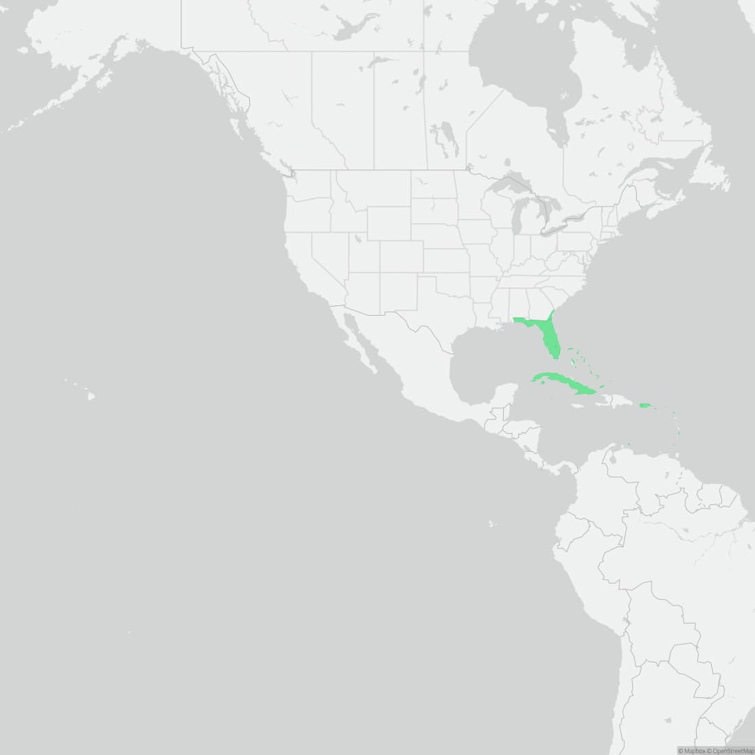 Range map for Cuban Tree Frog