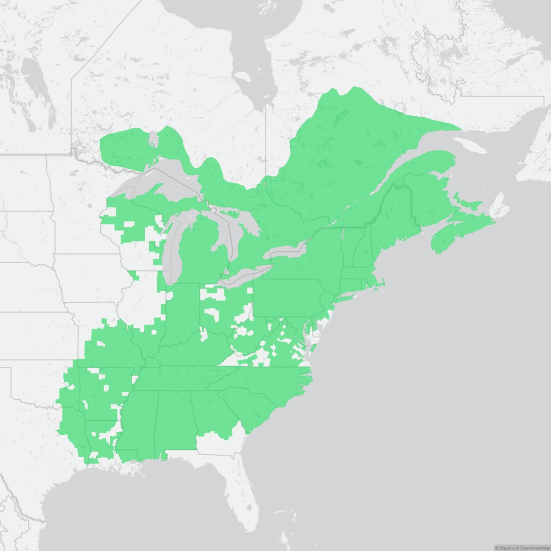 Range map for Spotted Salamander