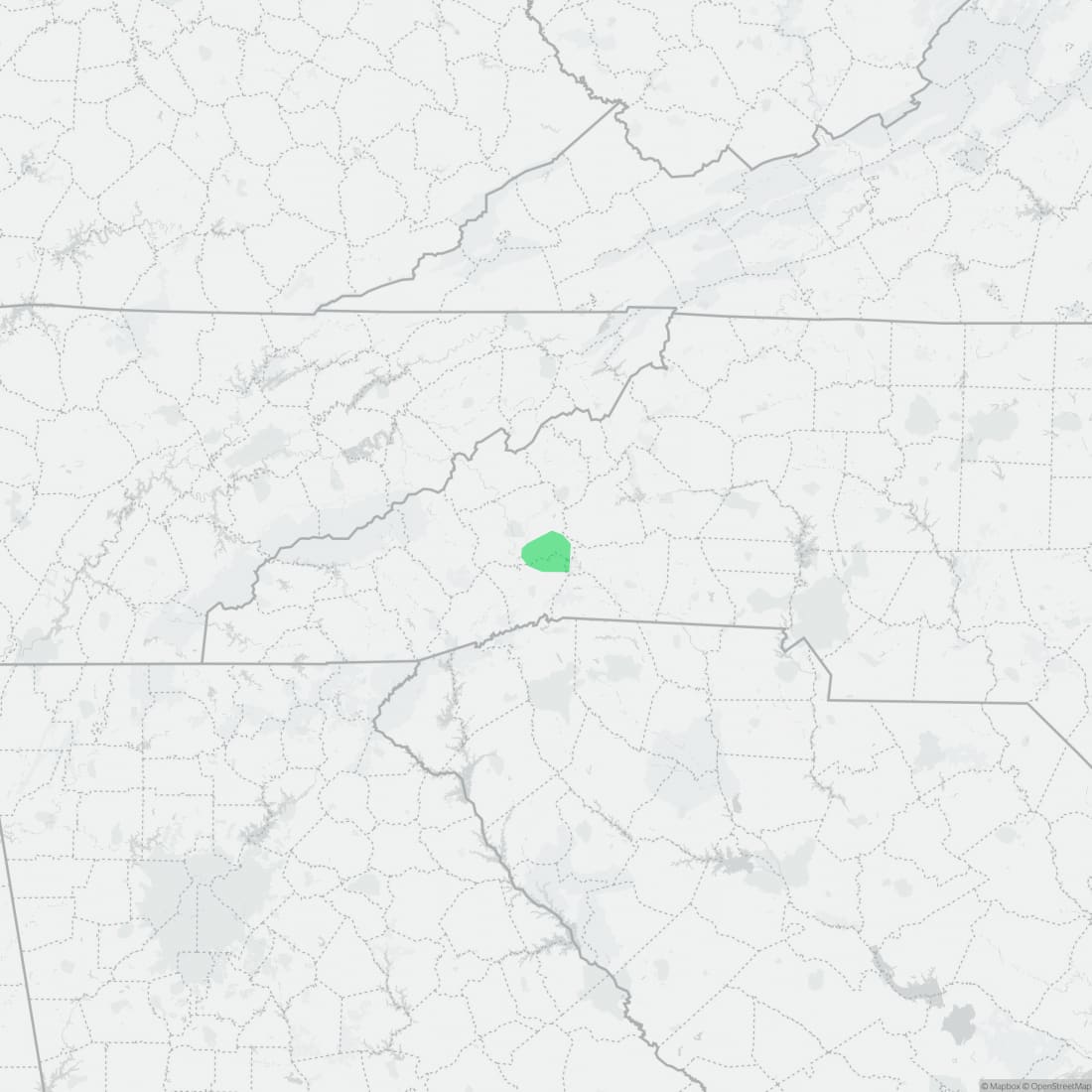Range map for Blue Ridge Gray-cheeked Salamander