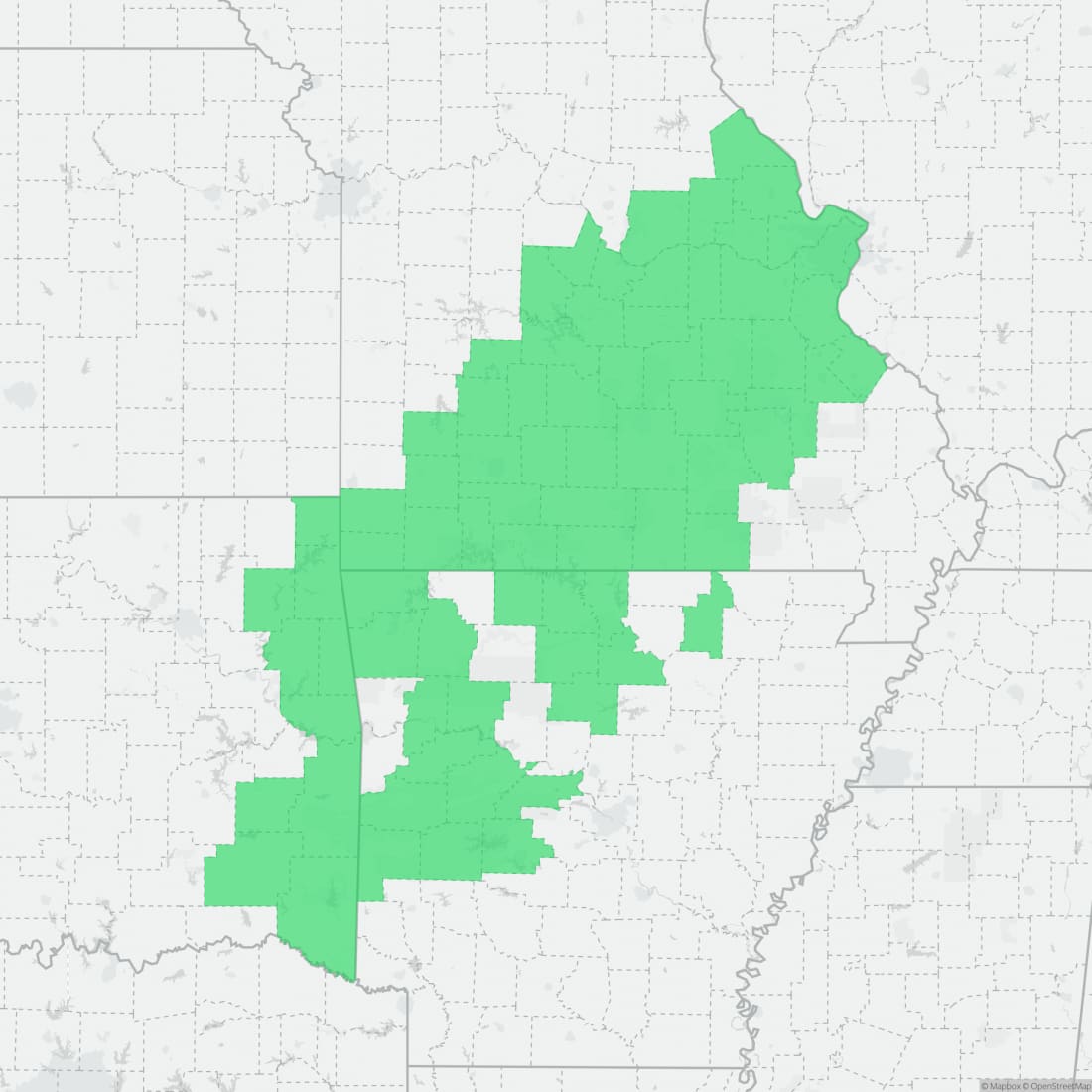 Range map for Ringed Salamander