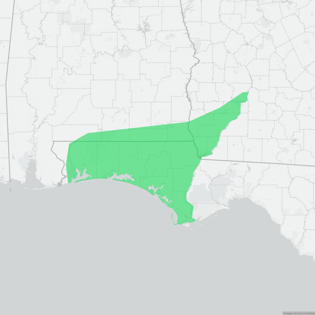 Range map for Reticulated Flatwoods Salamander