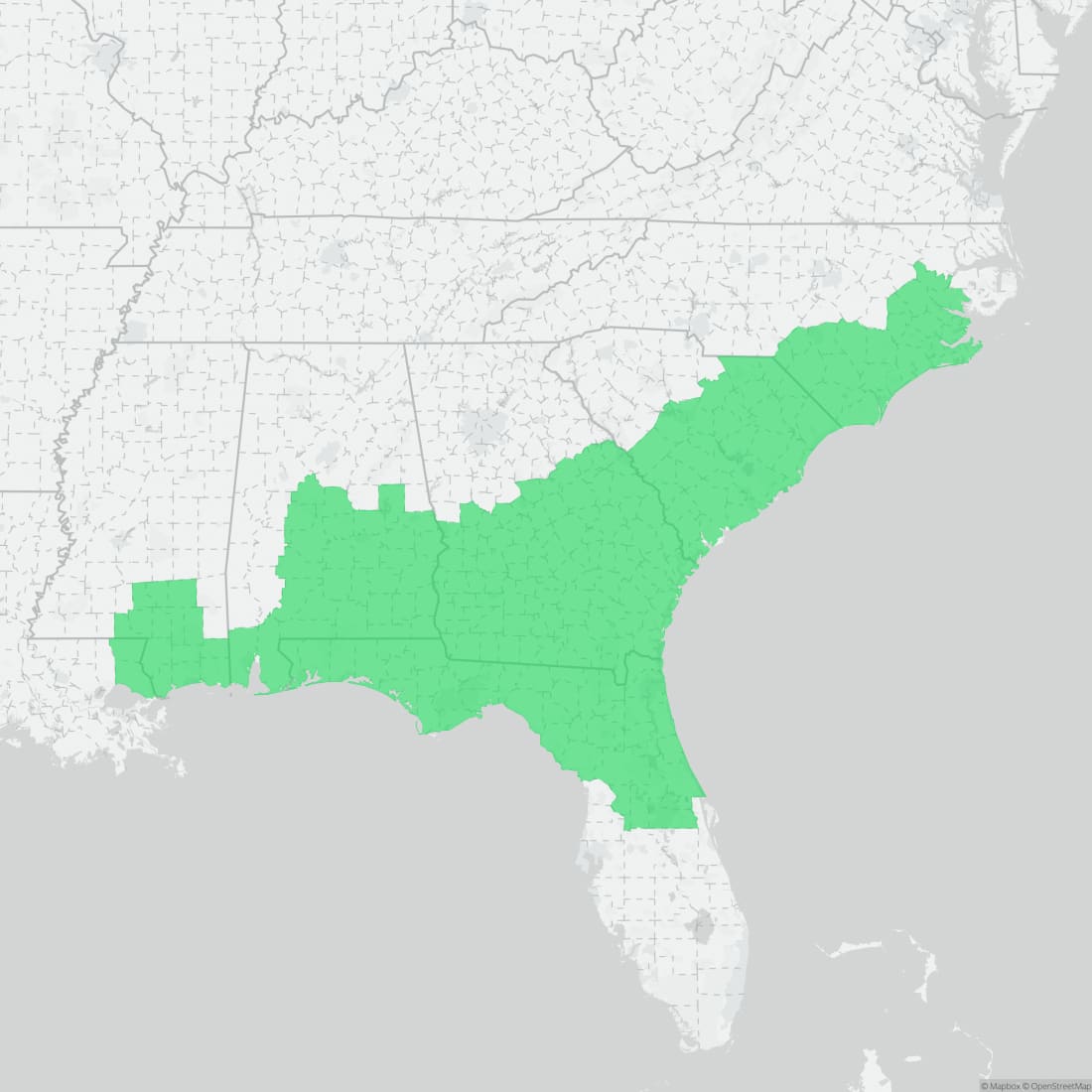 Range map for Ornate Chorus Frog