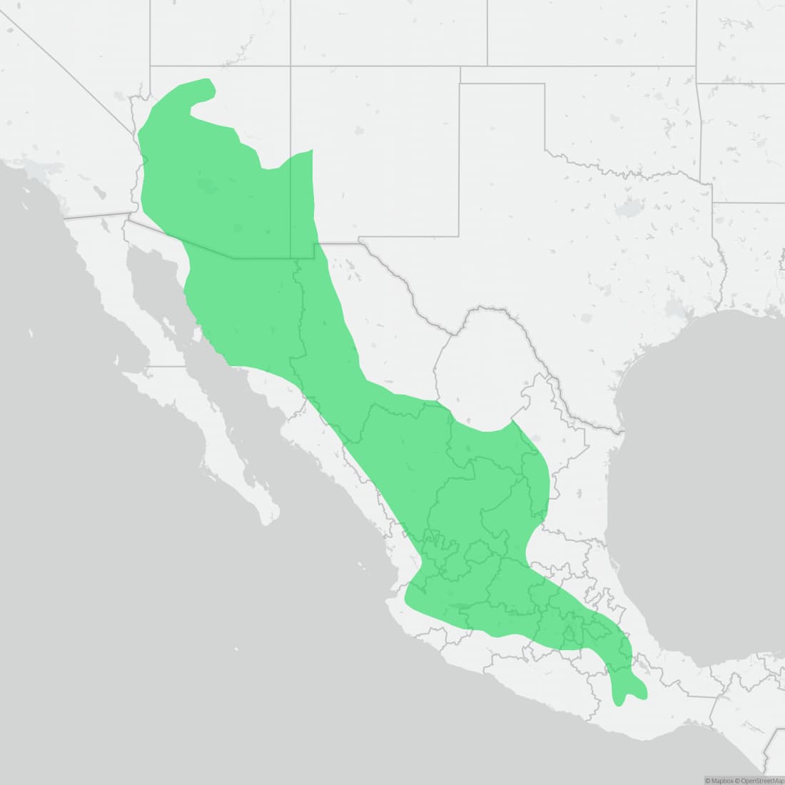 Range map for Western Black-tailed Rattlesnake
