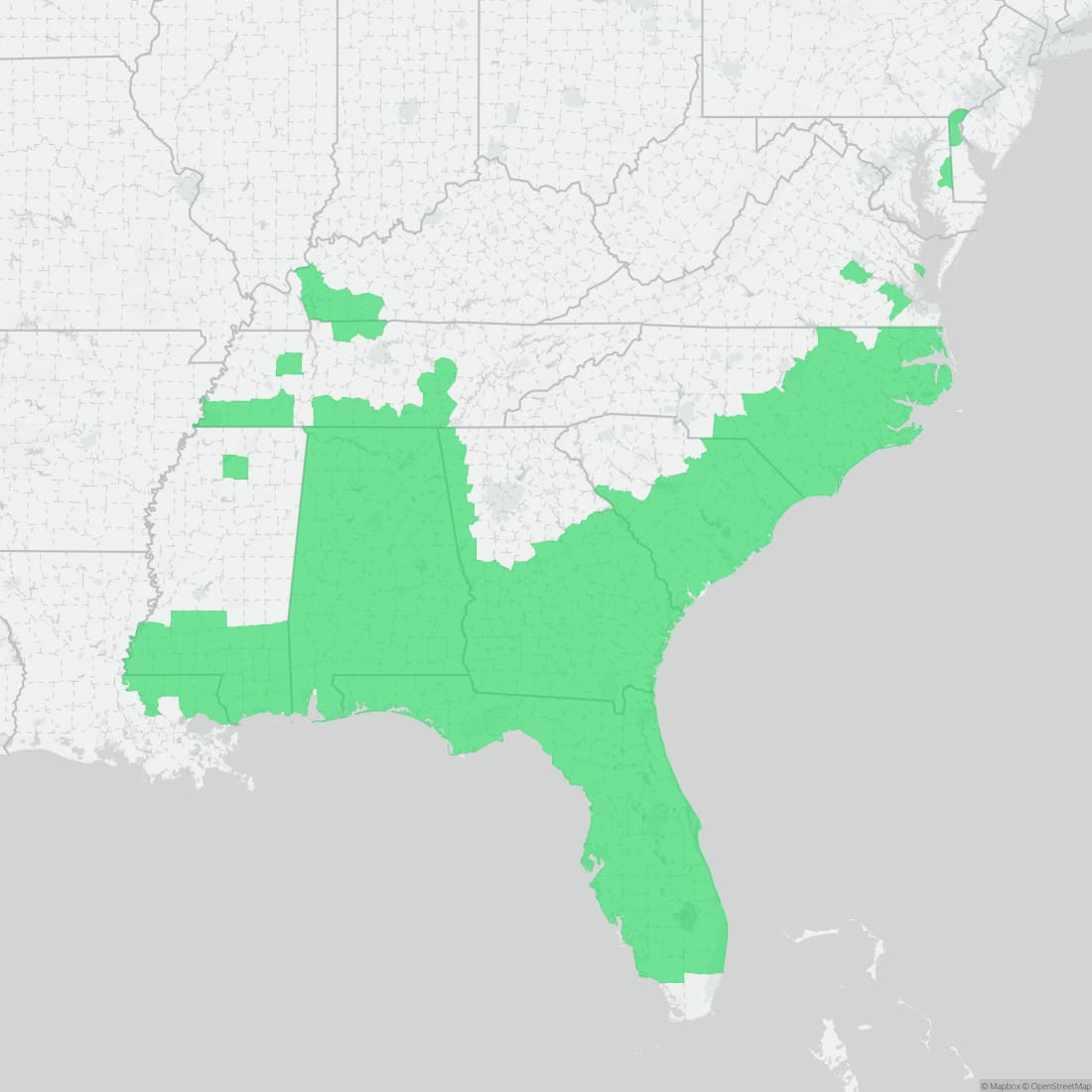 Range map for Barking Tree Frog