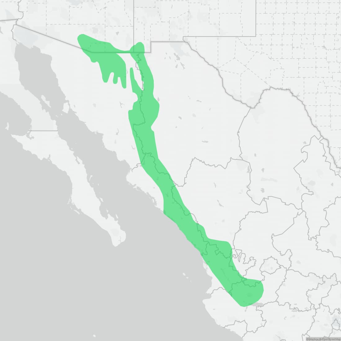 Range map for Mountain Skink