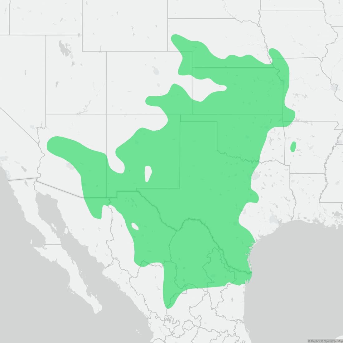 Range map for Great Plains Skink