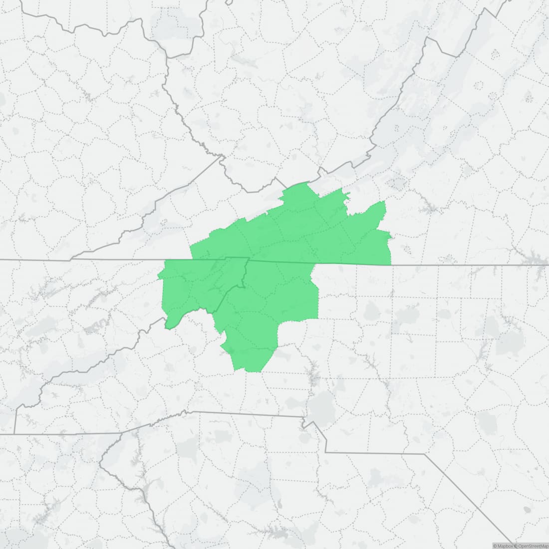 Range map for Blue Ridge Dusky Salamander