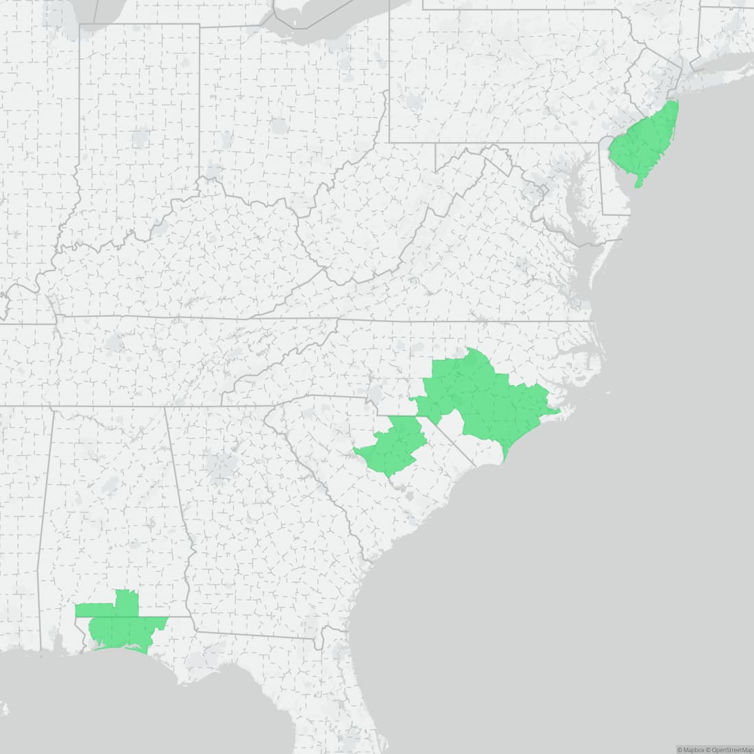 Range map for Pine Barrens Tree Frog