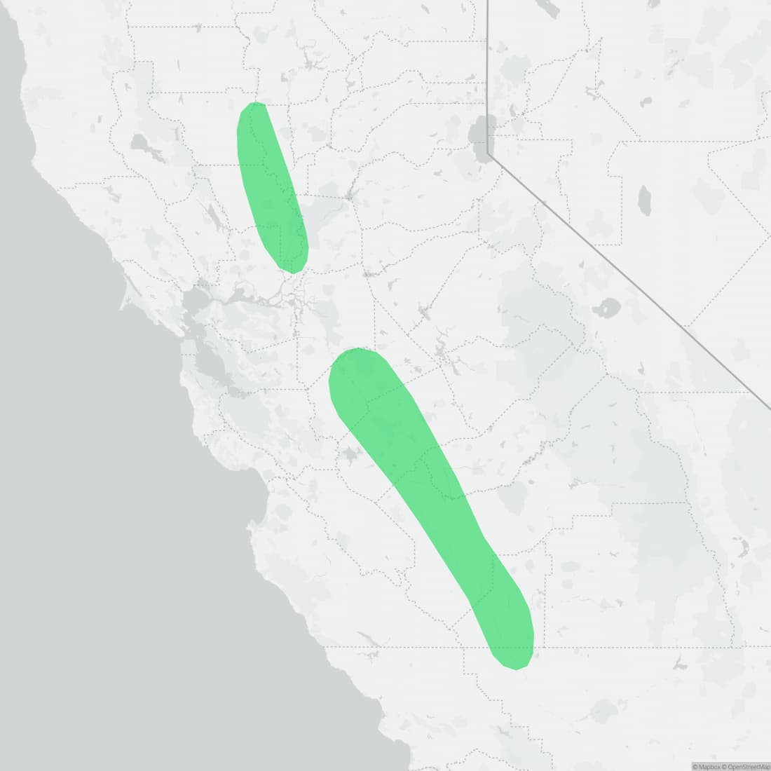 Range map for Giant Garter Snake