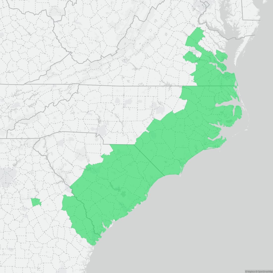 Range map for Brimley's Chorus Frog
