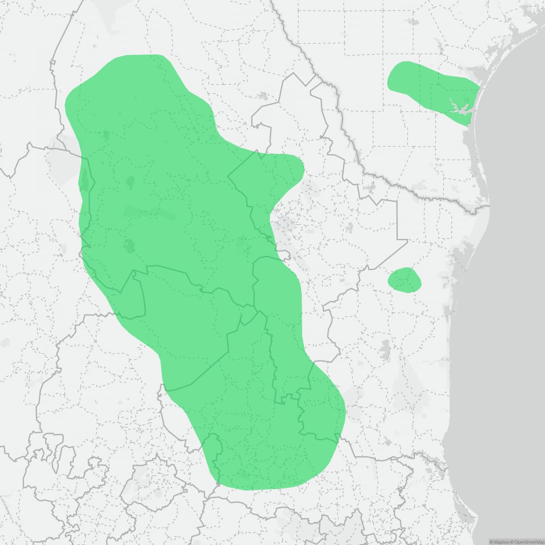 Range map for Mexican Black-headed Snake