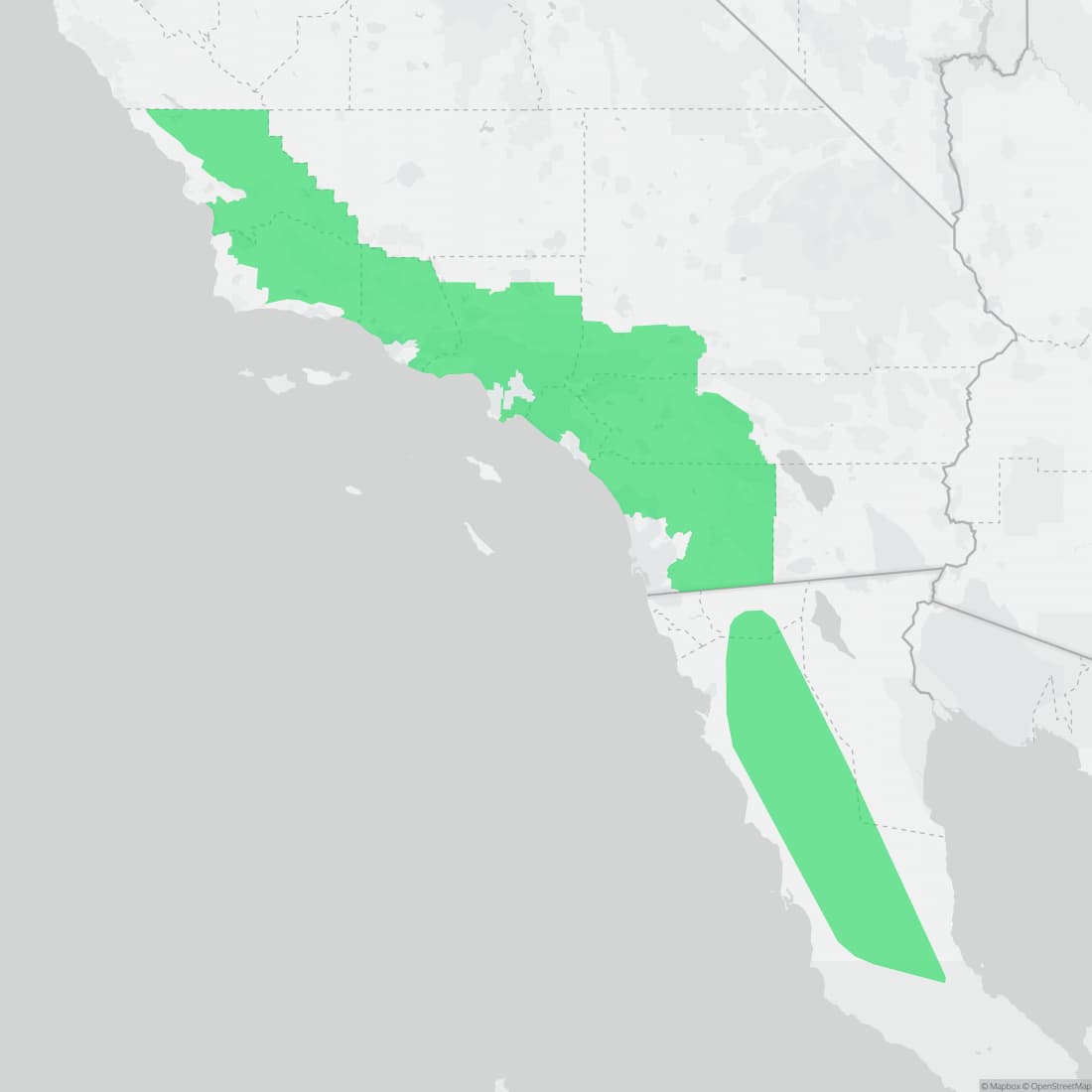 Range map for California Tree Frog