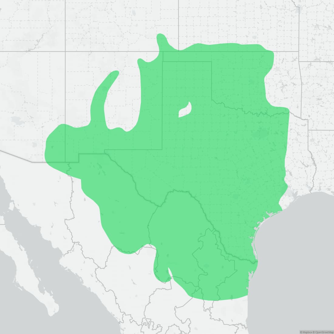 Range map for Texas Blind Snake