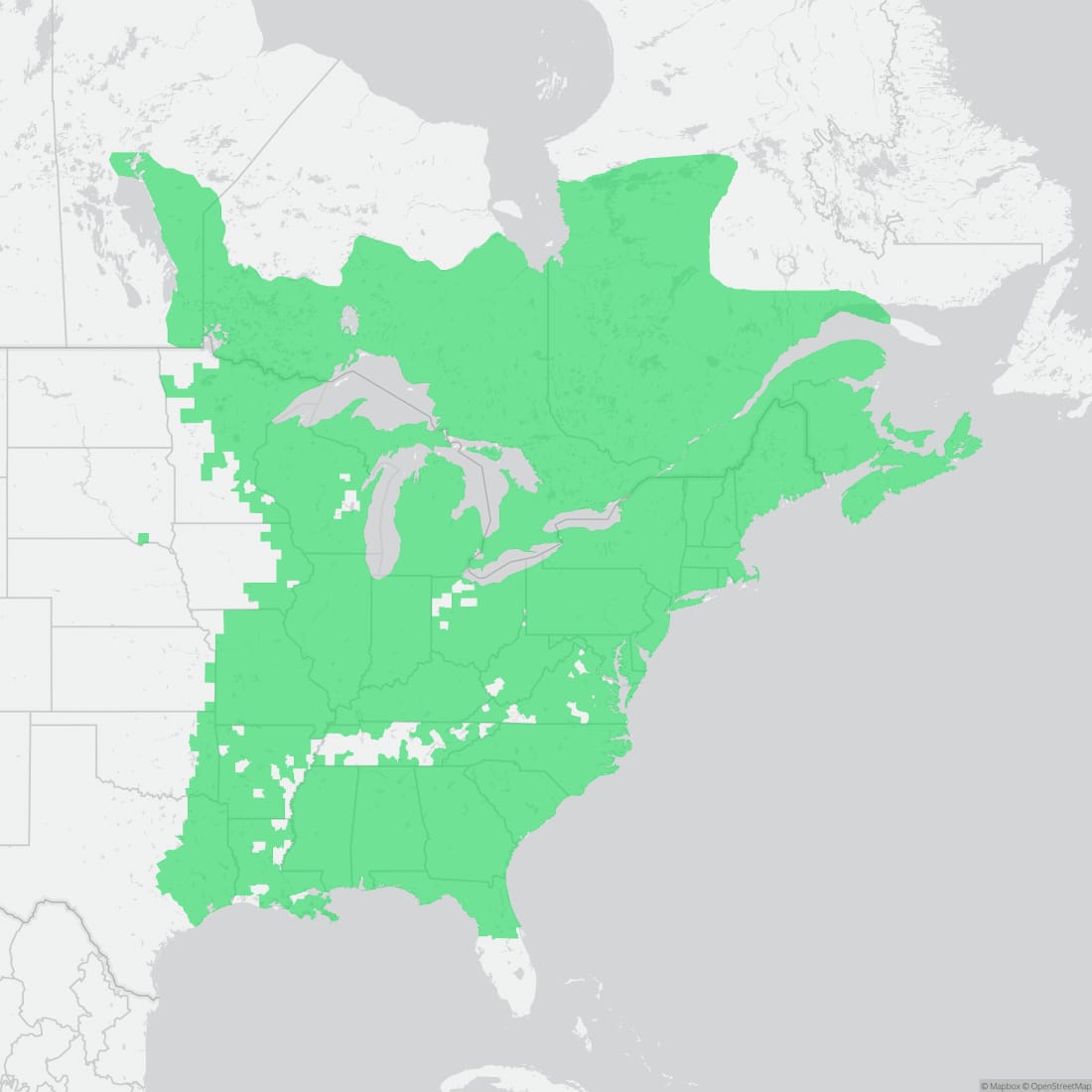Range map for Spring Peeper