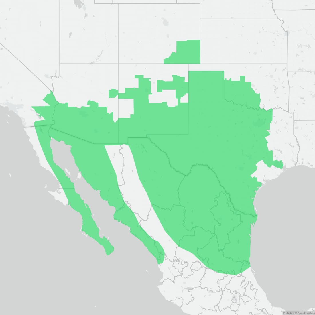 Range map for Couch's Spadefoot
