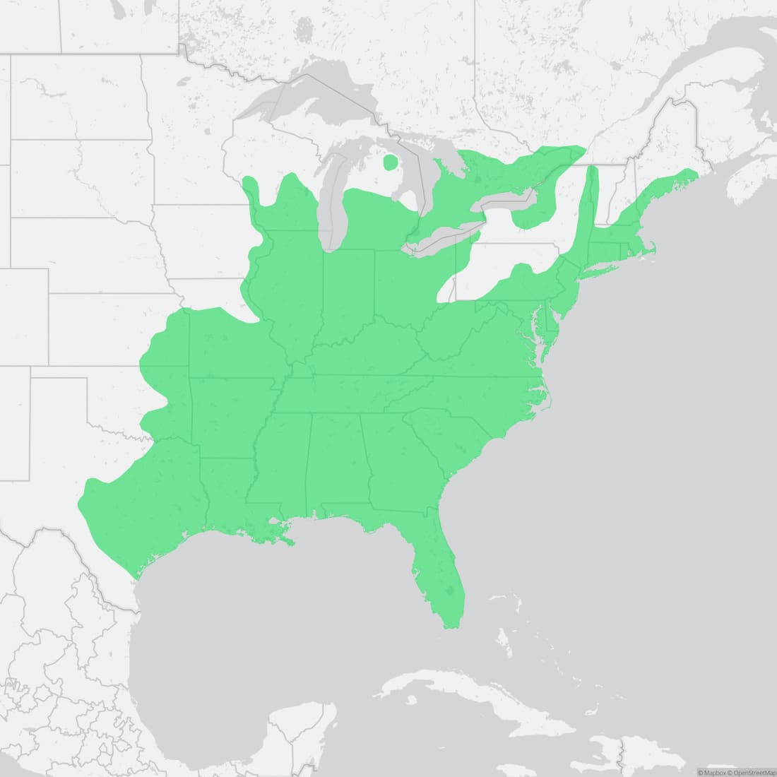 Range map for Eastern Musk Turtle